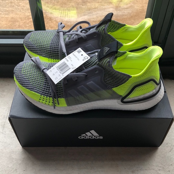 white and neon ultra boost